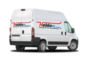 white van with heblon heating and air conditioning branding