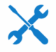 double wrench and flathead screwdriver forming an x shape icon